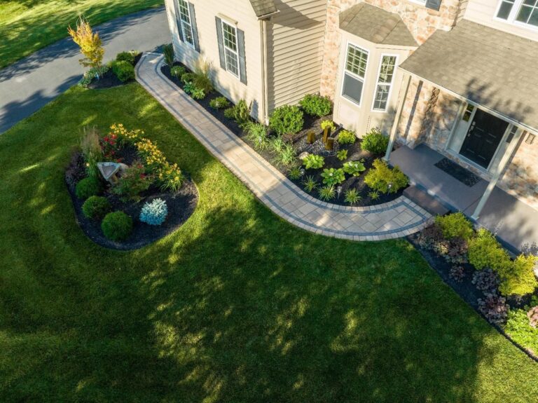 An aerial view of New Castle landscaping.